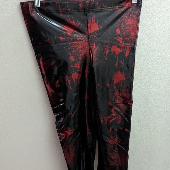 Blackmilk Pants - Blackmilk Leggings High Waisted Blood Black Vinyl